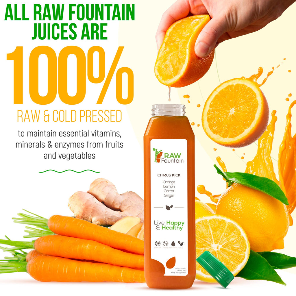1 Day Green Juice Cleanse by Raw Fountain, All Natural Raw, Vegan Detox, Cold Pressed Raw FountainBuy Supplements Australia