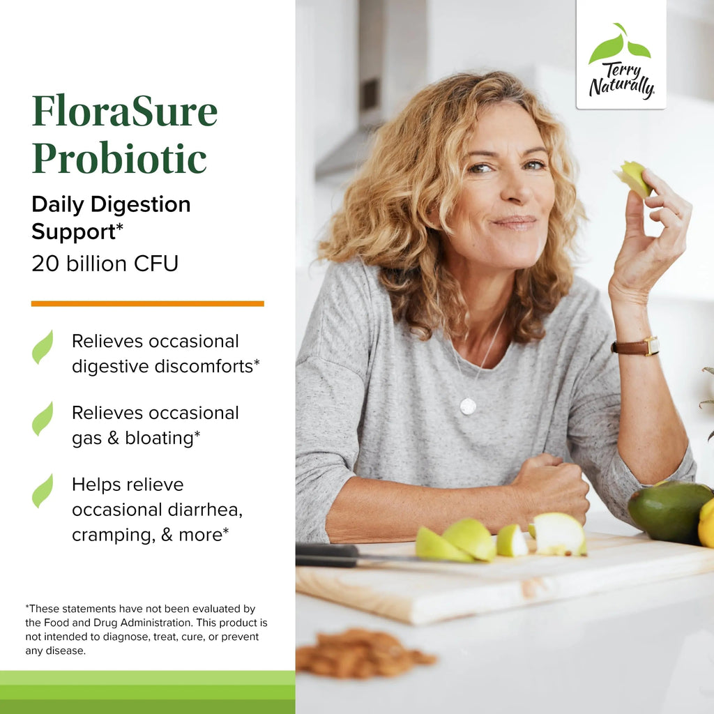 Terry Naturally FloraSure Probiotic - Digestion Supplement to Aid Against Occasional Bloating & Support Gas Relief - Gut Health Support with Bifidobacterium Bifidum - 30 Capsules (Pack of 2) Terry Naturally buy supplements Au