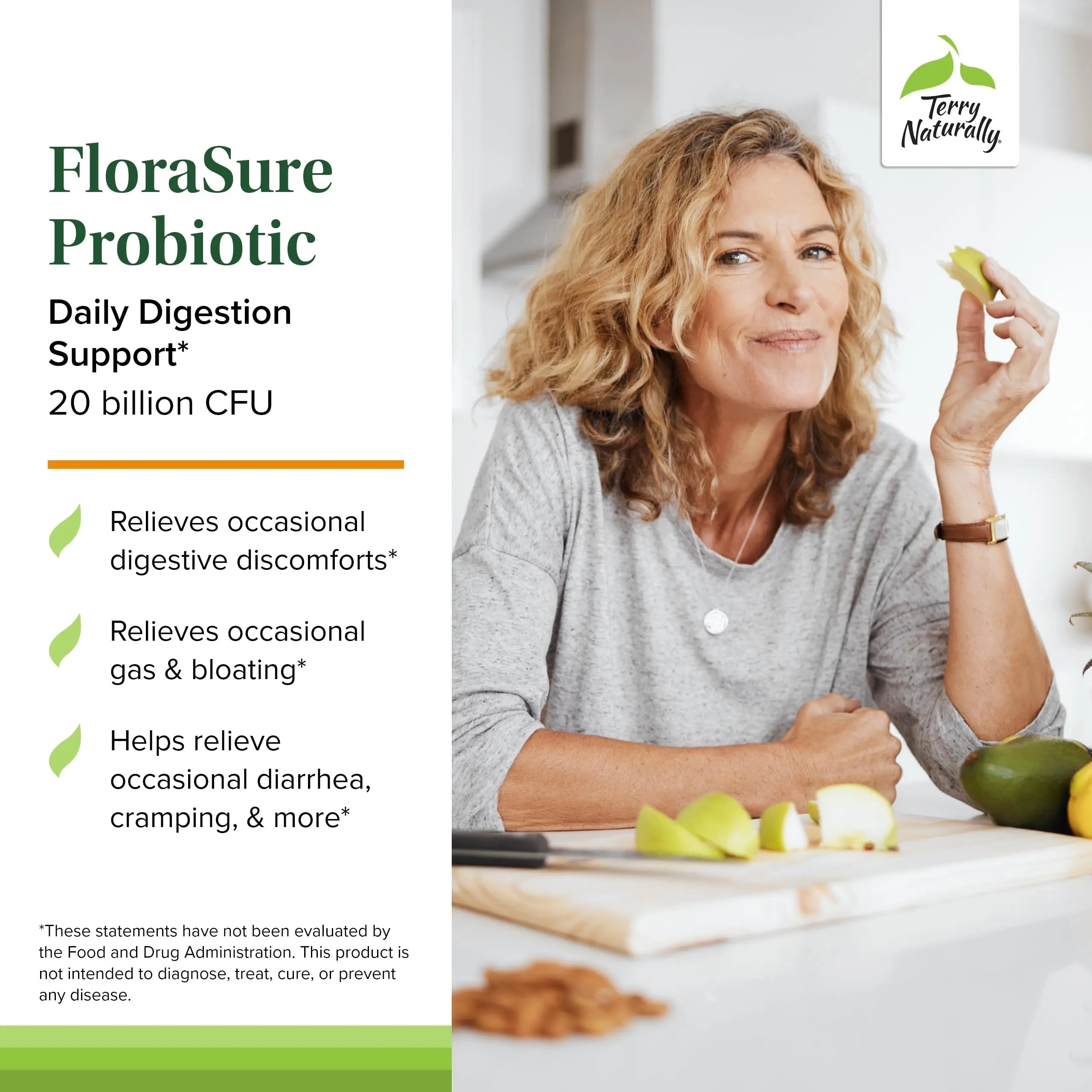 Terry Naturally FloraSure Probiotic - Digestion Supplement to Aid Against Occasional Bloating & Support Gas Relief - Gut Health Support with Bifidobacterium Bifidum - 30 Capsules (Pack of 2) Terry Naturally buy supplements Au