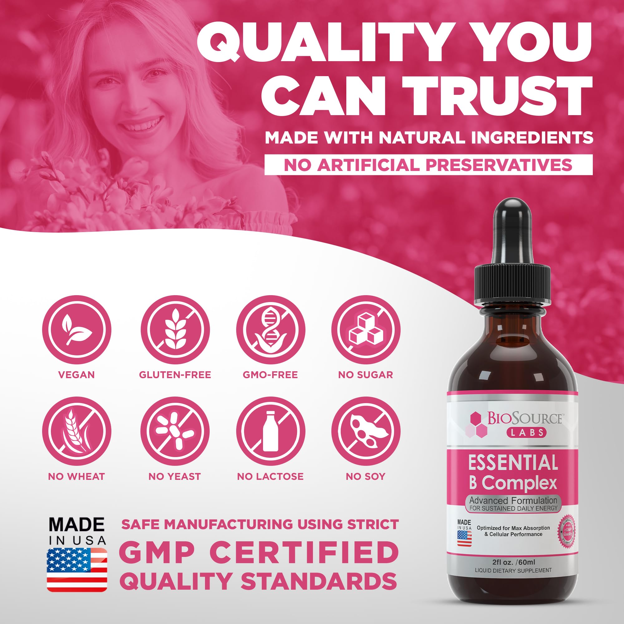 BioSource Labs Essential B Complex - Daily Vegan Vitamin B-Complex Sublingual Liquid BioSource LabsBuy Supplements Australia