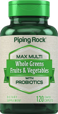 Piping Rock Fruits and Veggies Supplement | 120 Caplets | Fruit and Vegetable Blend with Probiotics | Max Multi Vitamin | Non-GMO, Gluten Free Piping RockBuy Supplements Australia