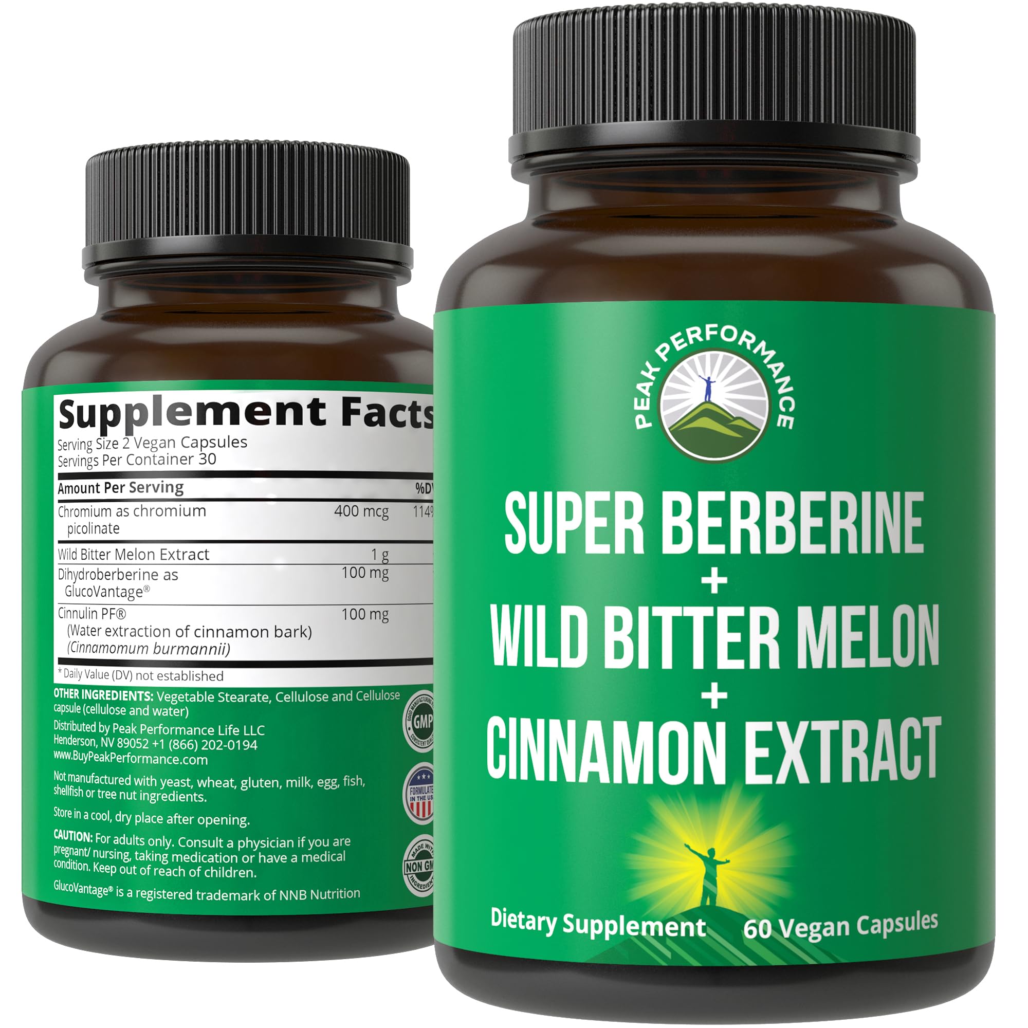 Ultra High Strength 4-in-1 Super Berberine Patented GlucoVantage + Wild Bitter Melon + Cinnamon Extract + Chromium Picolinate Vegan Capsules. Great Supplement to Support After-Meal Spikes and Energy Peak PerformanceBuy Supplements Australia