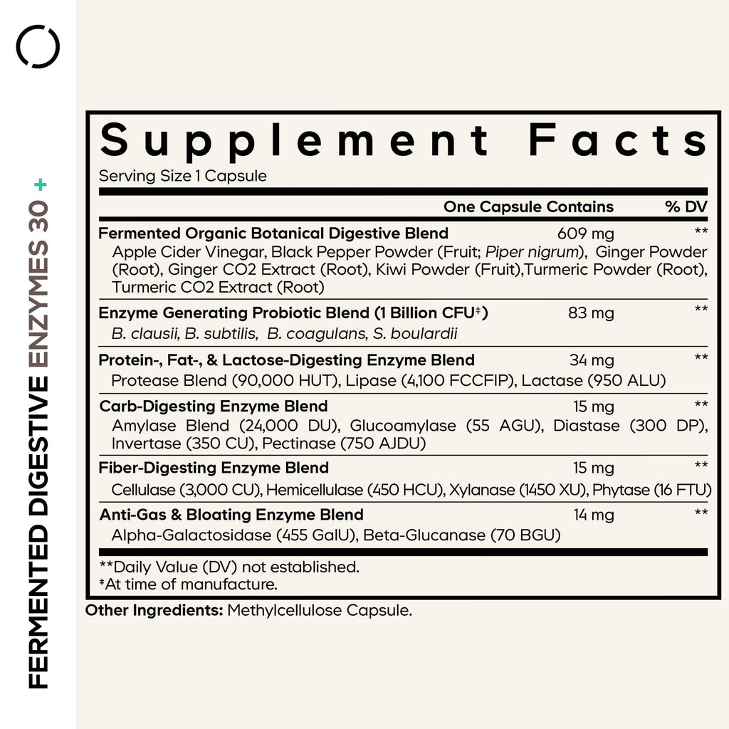 Codeage Fermented Digestive Enzymes Supplement - 14 Digestive Enzymes, Probiotics, Prebiotics, Fermented Botanicals, Plant-Based Multi Pancreatic Enzymes - 1 Capsule a Day - 30 Capsules CodeageBuy Supplements Australia