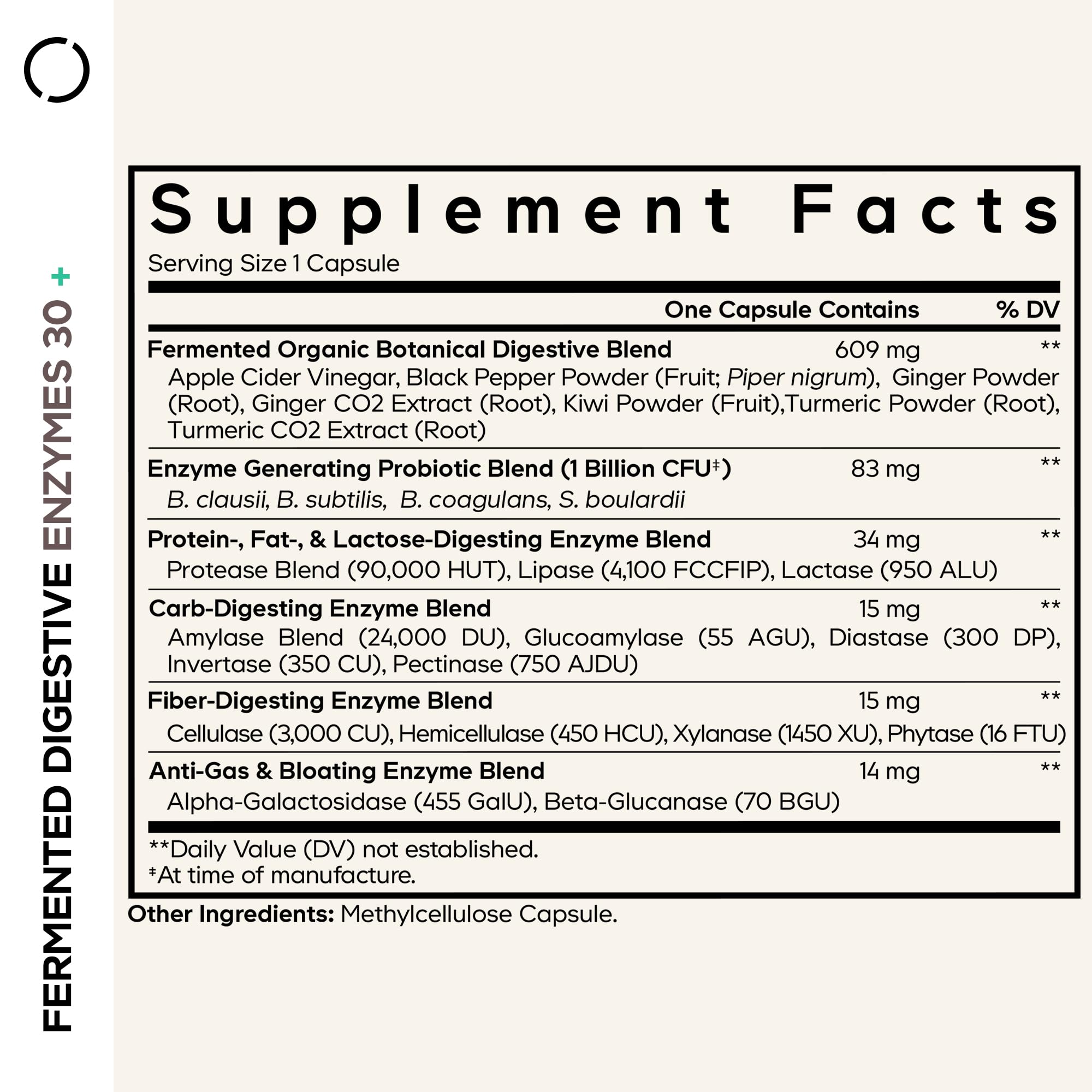 Codeage Fermented Digestive Enzymes Supplement - 14 Digestive Enzymes, Probiotics, Prebiotics, Fermented Botanicals, Plant-Based Multi Pancreatic Enzymes - 1 Capsule a Day - 30 Capsules CodeageBuy Supplements Australia