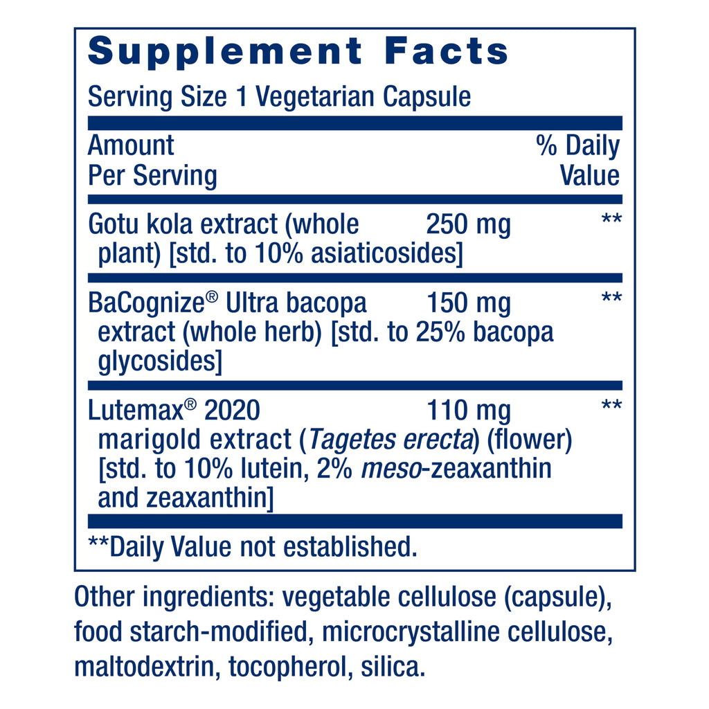 Life Extension Quick Brain Nootropic, Fast Thinking, Learning, Concentration, Lutein, zeaxanthin, gotu kola, bacopa, Gluten Free, Non-GMO, Vegetarian, 1 Daily, 30 Capsules Life ExtensionBuy Supplements Australia