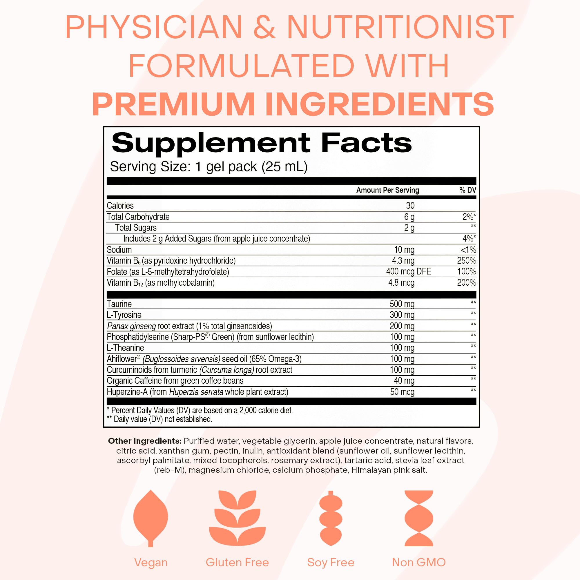Healthycell Focus & Recall, Daily Liquid Brain Supplement for Focus & Memory - Nootropics Supplement for Concentration & Alertness with L-Theanine, Omega-3 & Taurine - 14 Gel Packs HealthycellBuy Supplements Australia