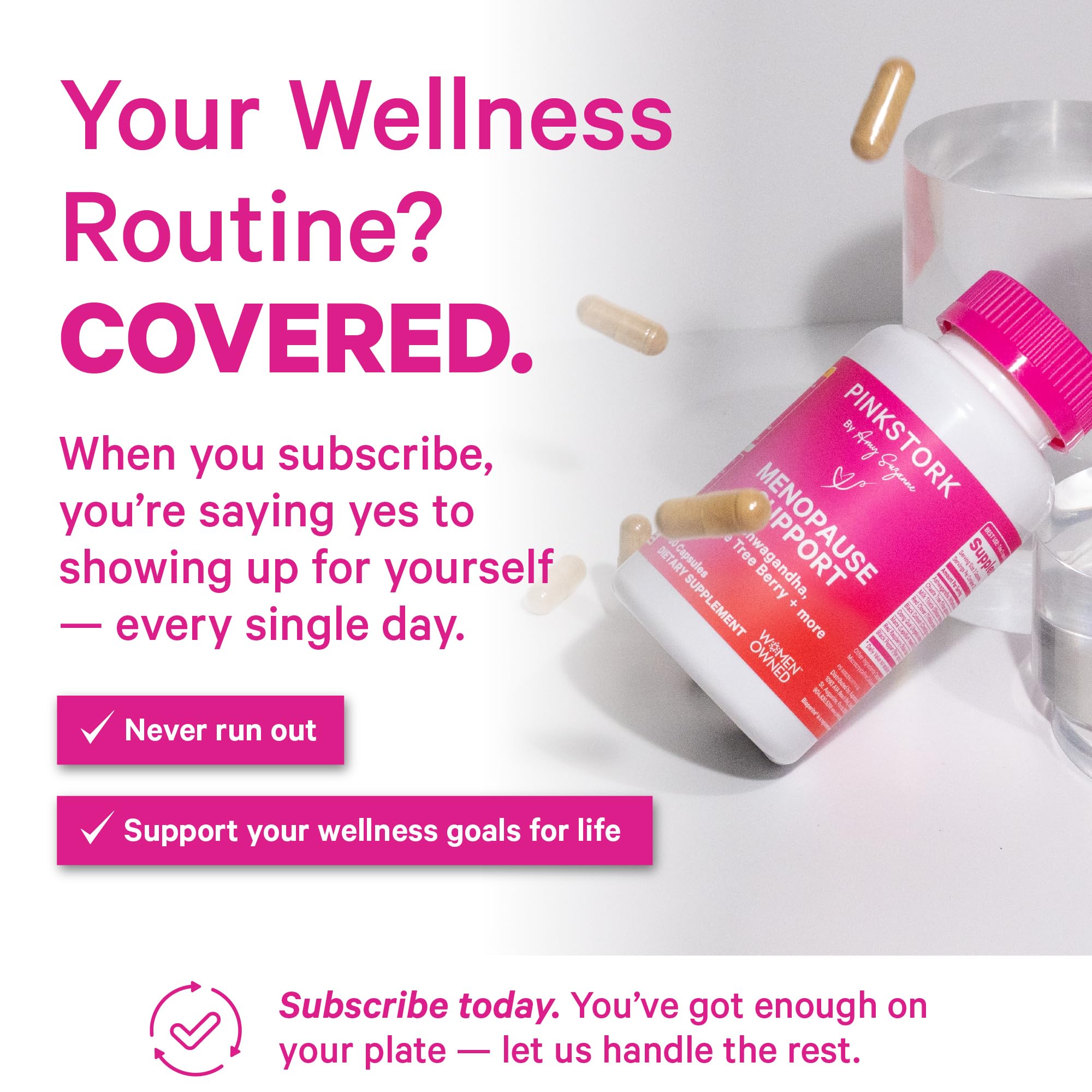 Pink Stork Menopause Support for Women - Hot Flash, Mood, Sleep, Weight, Cortisol & Hormonal Balance - Vegan, Estrogen-Free Perimenopause Relief - Ashwagandha, Maca - 60 Capsules Pink StorkBuy Supplements Australia