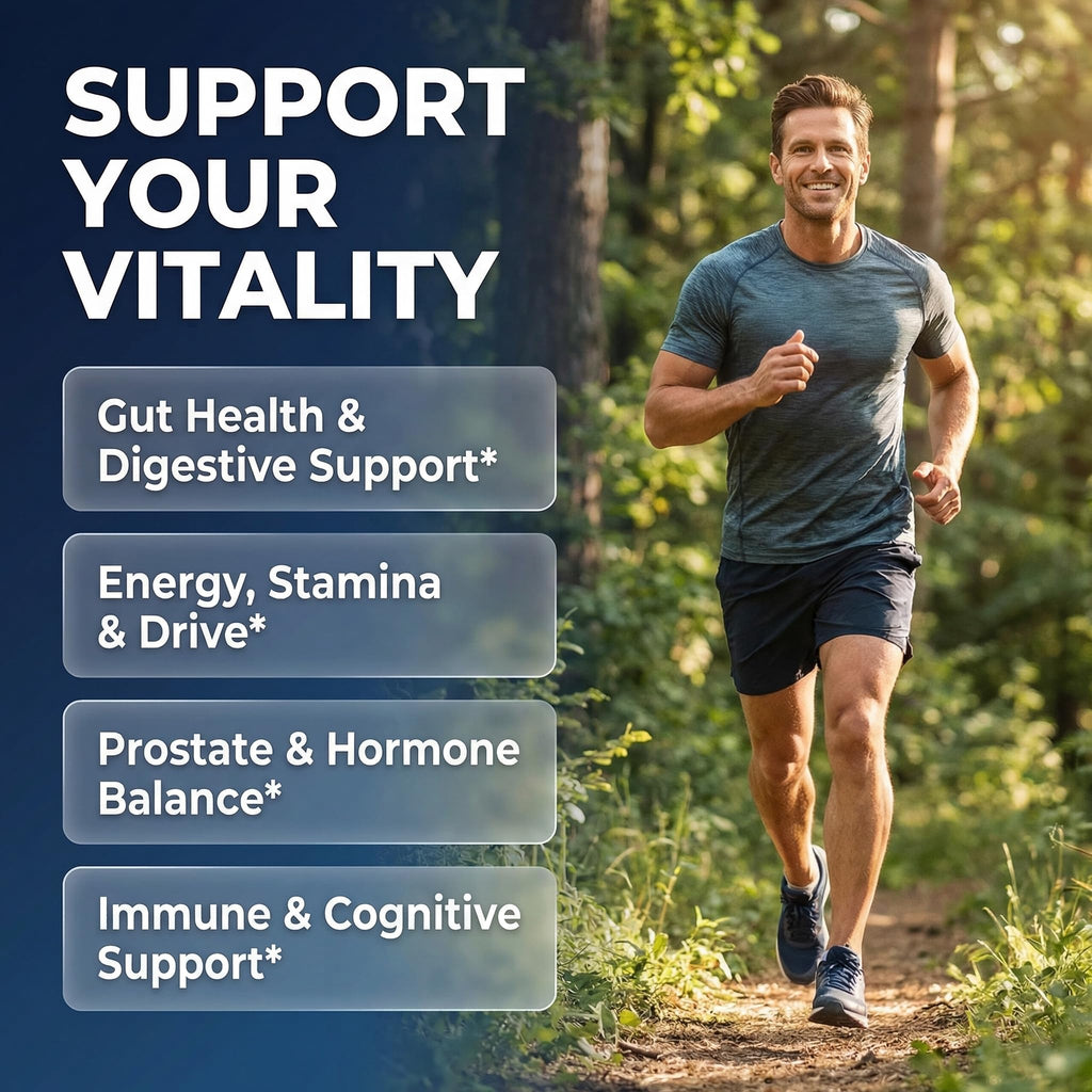 Clean Nutra Probiotics for Men | Tongkat Ali, Saw Palmetto, Tribulus, Ginseng, Ashwagandha, Maca, Pumpkin, Gingko Biloba, Pine Bark, Fenugreek, Shilajit, Zinc - Mens Probiotic 60 Capsules Clean NutraceuticalsBuy Supplements Australia