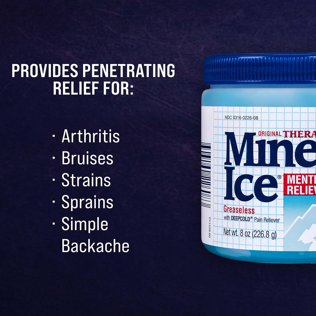 Mineral Ice Original Therapeutic Menthol Pain Relief Gel. Greaseless with "Deepcold" Pain Reliever. Provides Cooling & Penetrating Relief for Arthritis, Simple Backache, Strains & Sprains (8 Ounce) Mineral Ice buy supplements Au