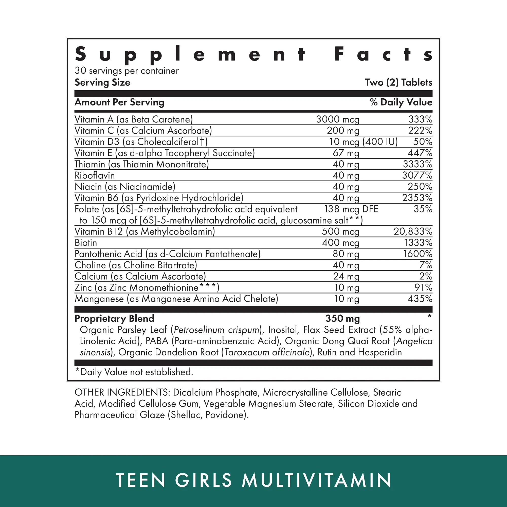 Michael's Health Naturopathic Programs Teen Girls Multivitamin - 60 Vegetarian Tablets - with B Complex Vitamins & Female Herbal Blend MICHAEL'S