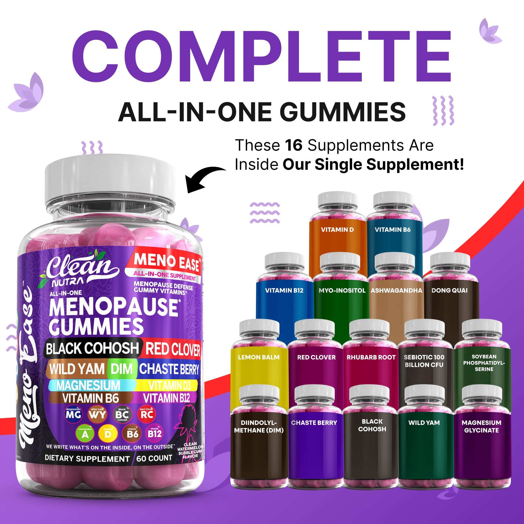 Menopause Supplement for Women Gummies with Black Cohosh, Wild Yam, DIM, Magnesium, Red Clover Chasteberry for Hormone Balance Relief Night Sweats Mood Plus Bergamot, Vitamin D3, Vitamin B6 B12 Clean NutraceuticalsBuy Supplements Australia