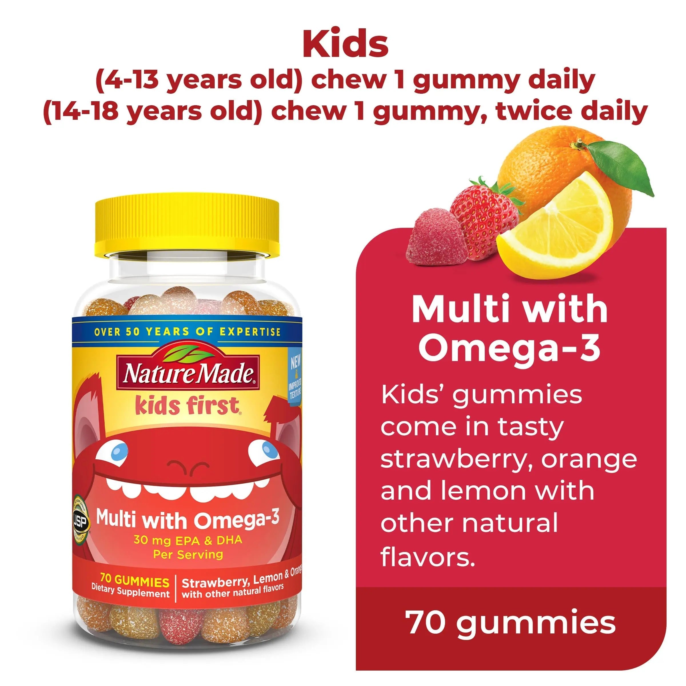 Nature Made Adult & Kids Multivitamin Gummies Combo Pack, Multis with Vitamin C, Vitamin D3, B Vitamins, Zinc, Omega 3 Fish Oil & More Nature Made