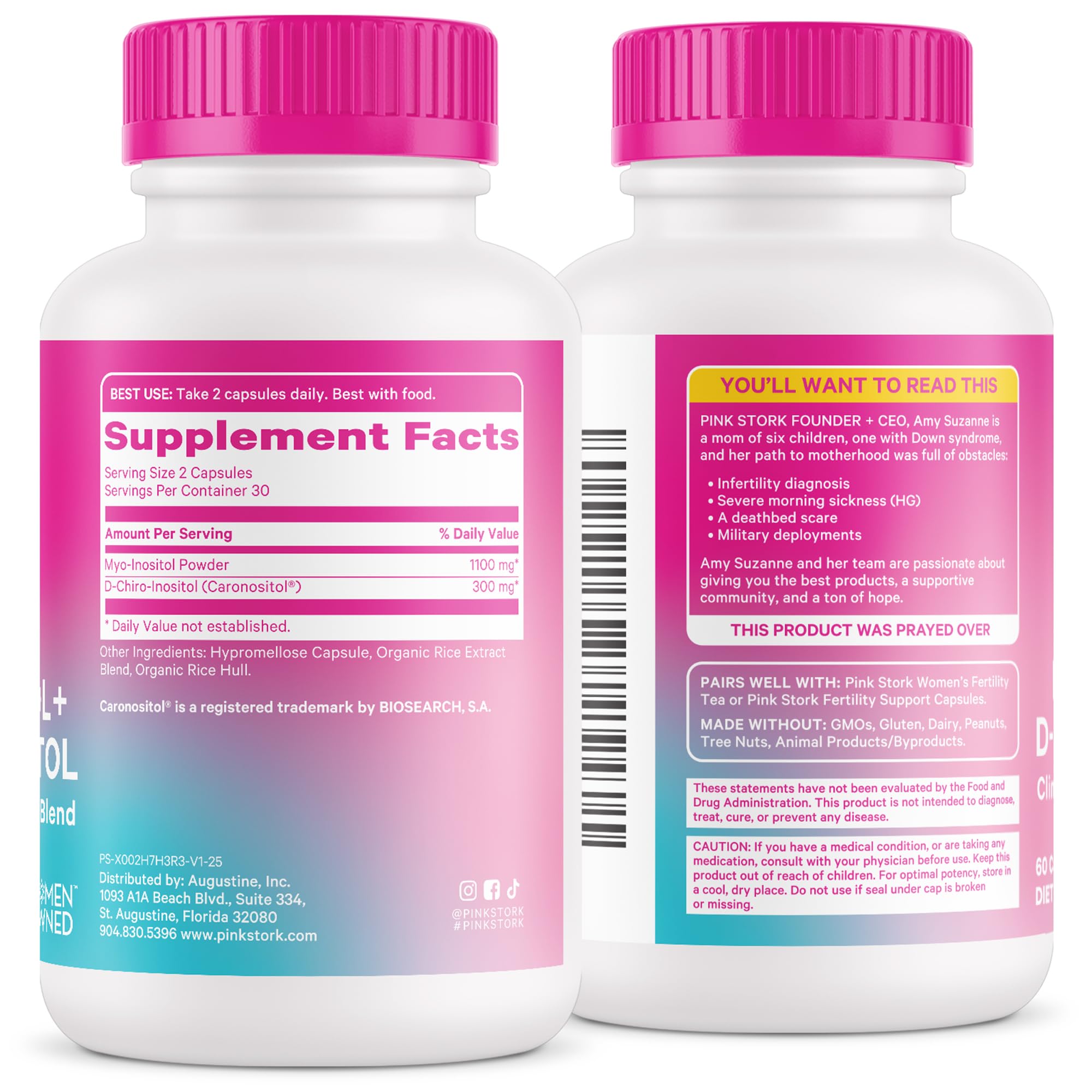 Pink Stork Myo-Inositol & D-Chiro Inositol: 3.6:1 Blend to Support Fertility, Hormone Balance for Women - Ovarian Function, Ovulation, Conception, and Period Support Supplement - 60 Capsules Pink StorkBuy Supplements Australia