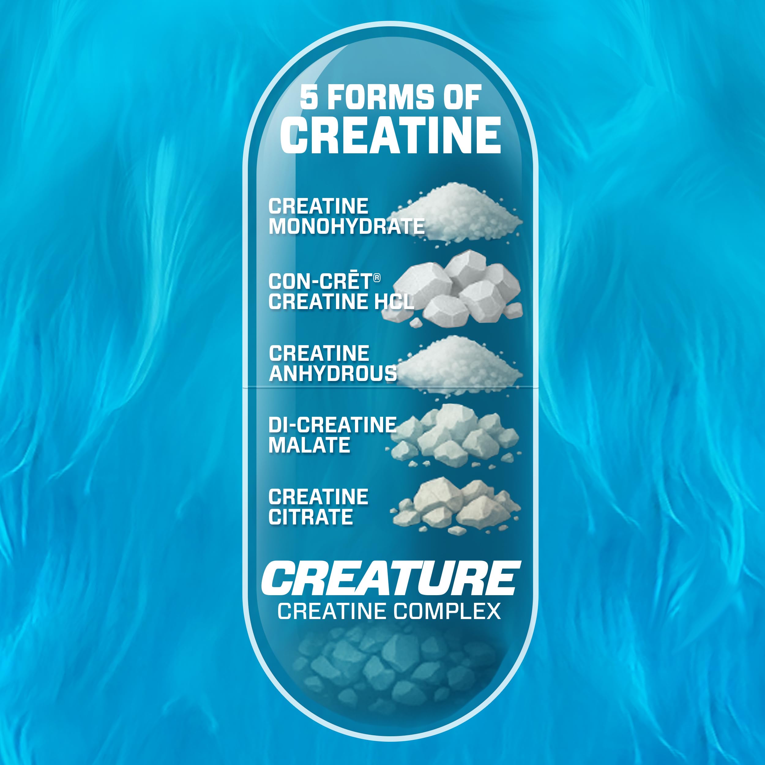 CREATURE® Creatine Complex - Creatine Monohydrate Capsules with 5 Types of Creatine Including Con-Crēt® Creatine HCL, Promotes Muscle, Strength, Endurance, Brain Health, 180 Veggie Caps, 60 Servings CREATUREBuy Supplements Australia