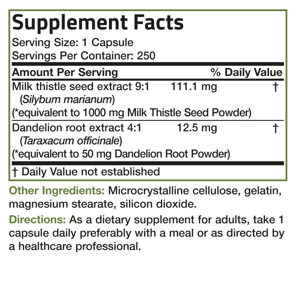 Bronson Milk Thistle Silymarin Marianum & Dandelion Root Liver Health Support BronsonBuy Supplements Australia