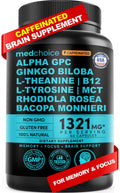 12-in-1 Nootropic Brain Supplement with Caffeine Anhydrous: Ginkgo Biloba for Brain Support, Memory and Focus - B12, Alpha GPC, L Theanine and Choline Supplements with Bioperine with 1321mg (60ct) MEDCHOICEBuy Supplements Australia