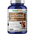 NusaPure Grass Fed Beef Organ Complex | 220 Capsules | Pasture Raised | with Desiccated Liver, Kidney, Pancreas, Heart, Spleen | Soyfree Non-GMO, Bioperine NusaPureBuy Supplements Australia