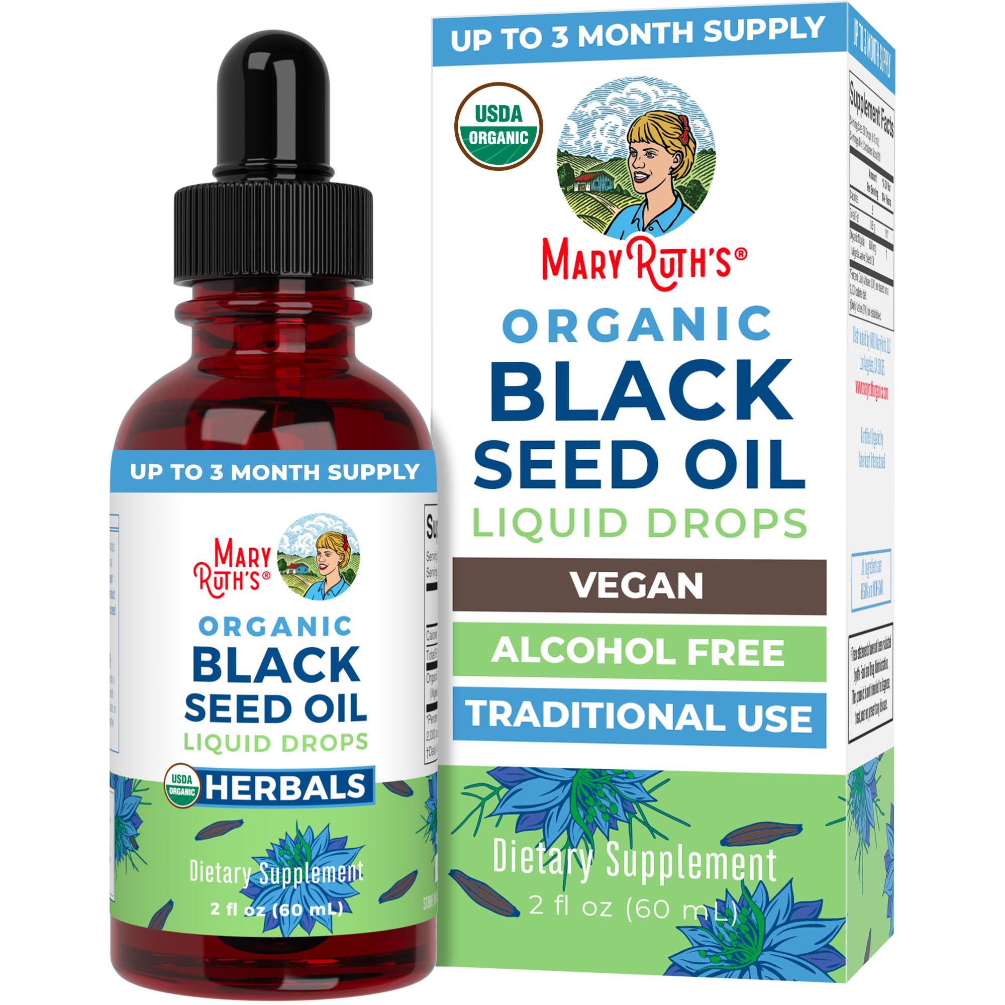 MaryRuth Organics Black Seed Oil Liquid Drops Cold Pressed | 3 Month Supply | USDA Organic Black Cumin Seed Oil | Immune Support | Respiratory Health | Sugar&Gluten Free | Vegan | Non-GMO | 2 Fl Oz MARYRUTH'SBuy Supplements Australia