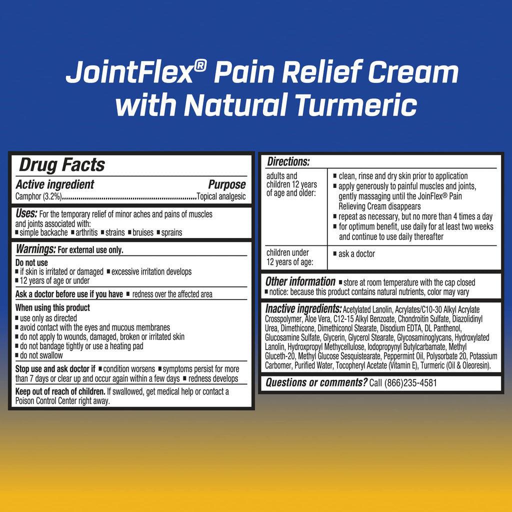JOINTFLEX Pain Relief Cream with Turmeric, Arthritis Pain Relief, Joint Pain Relief, 3 Ounce Tube JointFlexBuy Supplements Australia