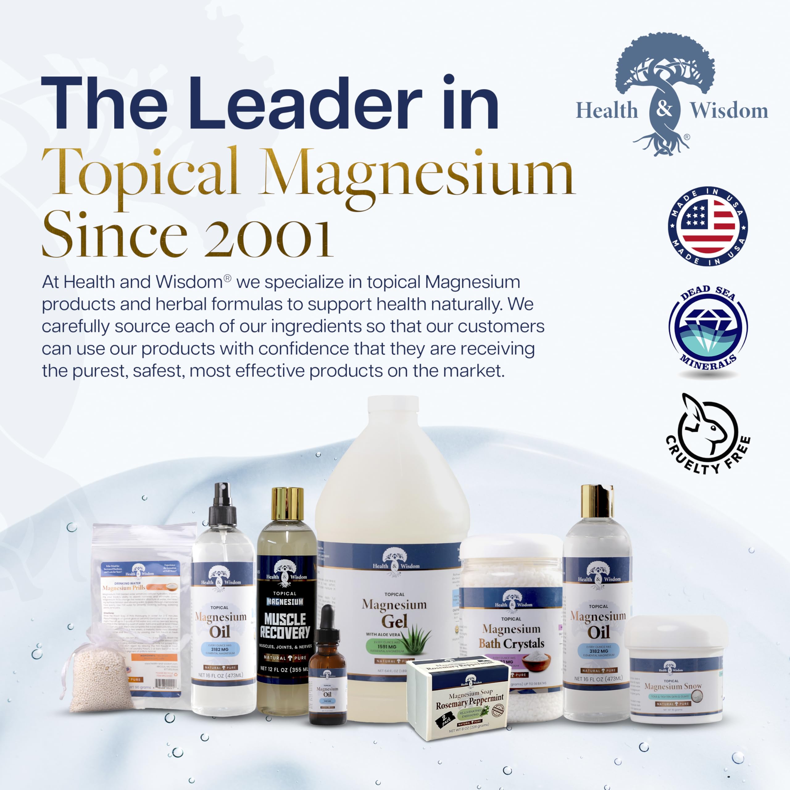 Health and Wisdom Pure Magnesium Gel with Seaweed Extract and Aloe Vera - Topical Muscle & Joint Relief- Natural and Pure Skin & Scalp Moisturizing - Enhanced Absorption - 12 Fl oz Health and WisdomBuy Supplements Australia