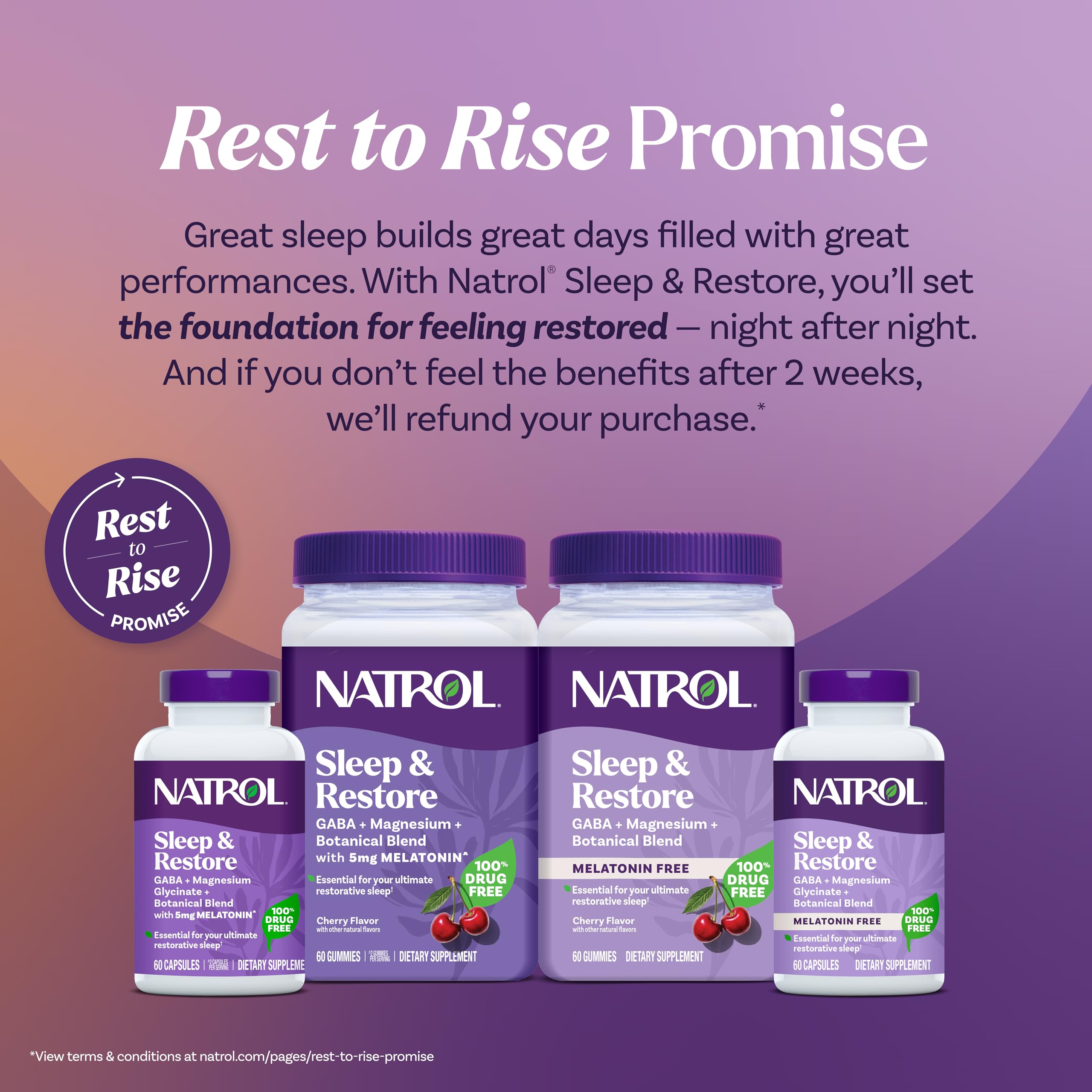 Natrol Sleep & Restore Capsules - Calm Magnesium Glycinate, Magnesium Sleep Aid with GABA, Melatonin 5mg, Botanical Blend, 30 Day Supply NatrolBuy Supplements Australia