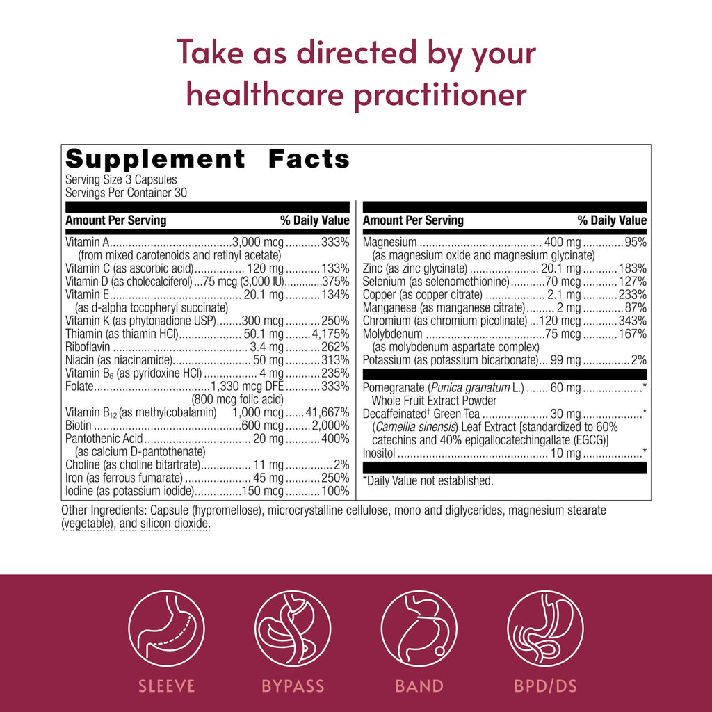 Bariatric Advantage Ultra Multivitamin with Iron - Ultra Multi with Iron - Capsule Format Multivitamin - Provides Full Complex of B Vitamins