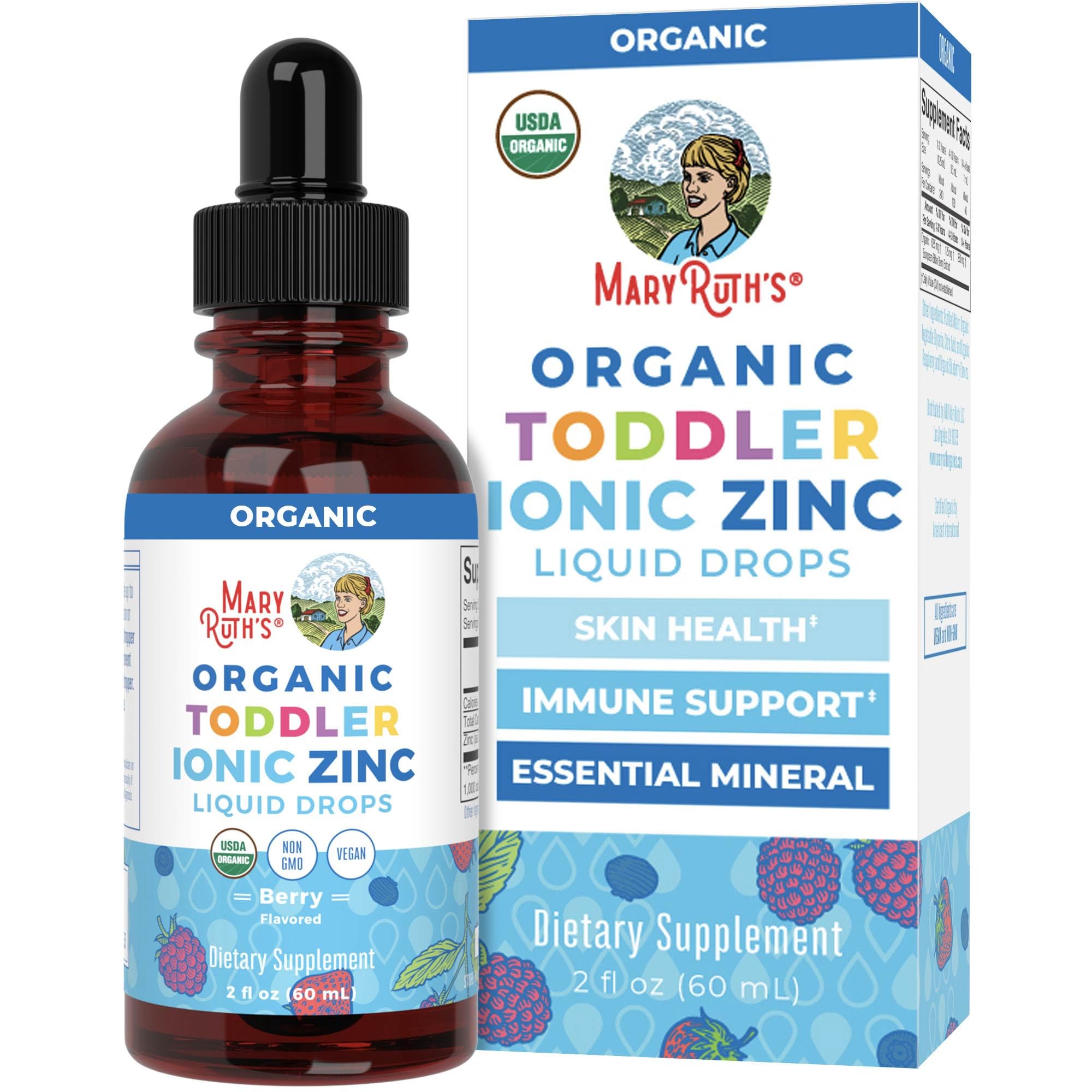 MaryRuth Organics USDA Toddler Liquid Drops | Zinc Sulfate | Immune Support Supplement| Skin Health | Vegan | Formulated for Ages 1-3 | Delicious Berry Flavor | 1 Month Supply | 2 Fl Oz MARYRUTH'SBuy Supplements Australia