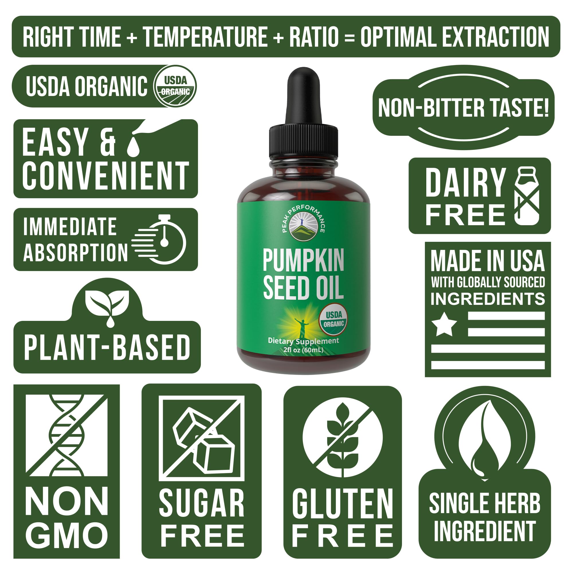 Pumpkin Seed Oil. USDA Organic Vegan Liquid Drops Extract for Women and Men. Supplement for Hair Growth, Skin Health, UT, Prostate Support. Zero Sugar, Gluten Free. Take Orally No Capsules Peak PerformanceBuy Supplements Australia