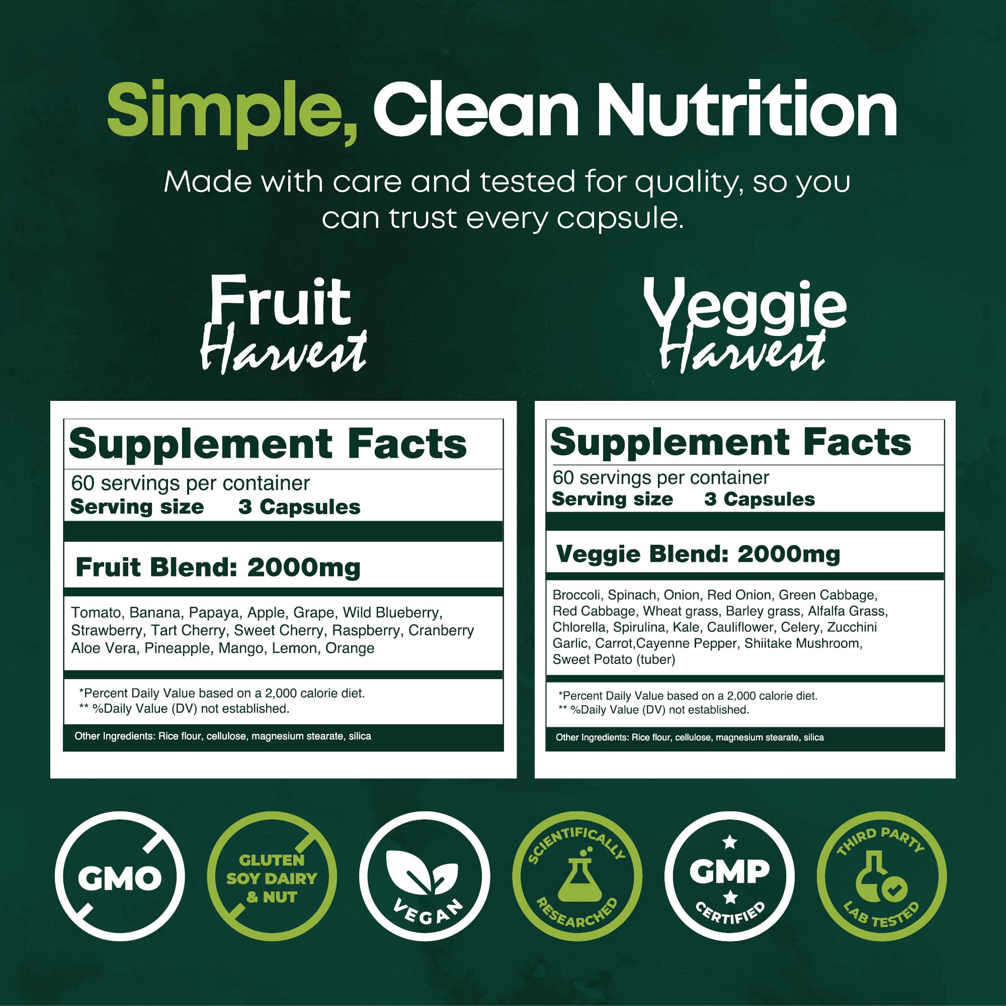 Supermed Research Fruits and Vegetables Supplements – 2 Pack Combination Fruit & Veggies Supplement – Whole Food Vitamins & Minerals for Adults – Superfood Veggie Vitamins for Adults (180 x 2, 360 Ct) Supermed Research buy supplements Au