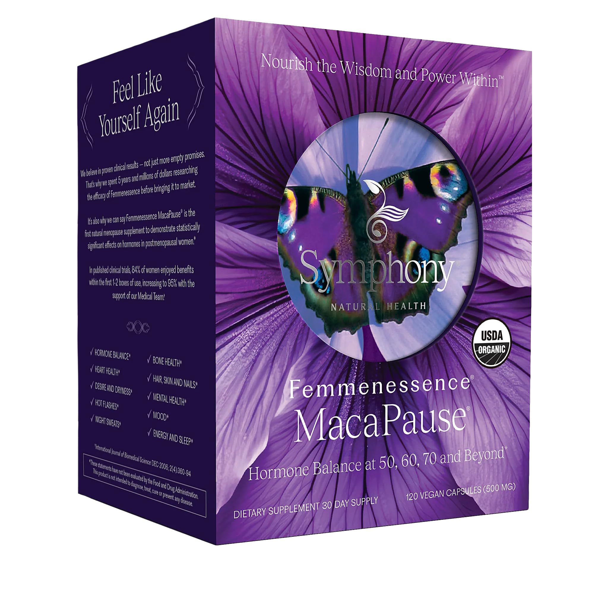 Femmenessence® MacaPause® – Clinically Proven Postmenopausal Organic Vegan Supplement for Natural Hormone Balance, Menopause Symptom Relief, Bone & Heart Health (120 Capsules, 30 Day Supply) Natural Health InternationalBuy Supplements Australia