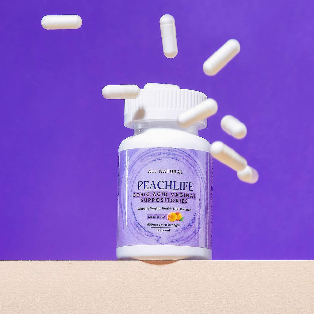 Peachlife Boric Acid Suppositories and Small Soft Menstrual Cup with Ring Pull PeachlifeBuy Supplements Australia