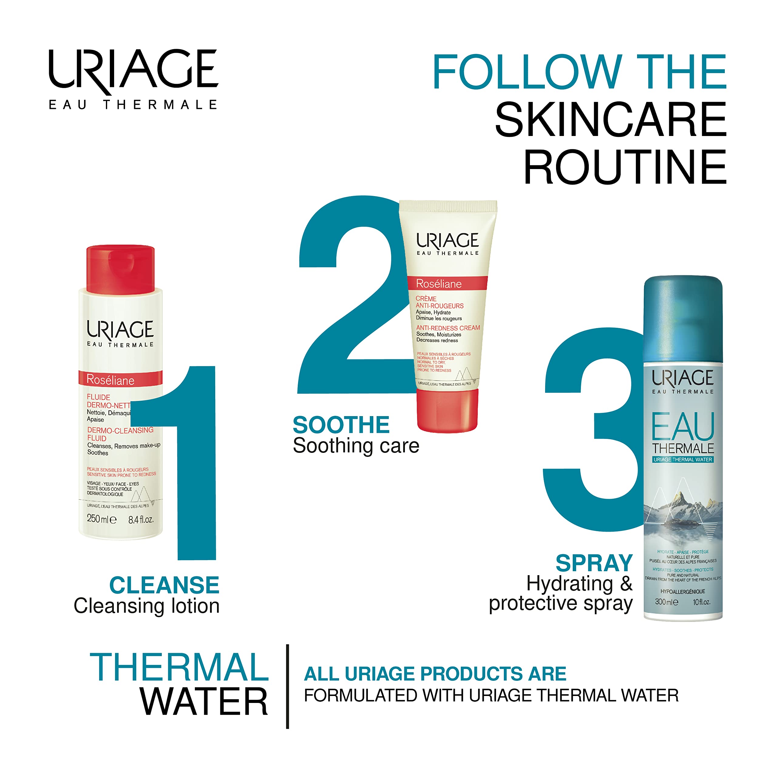Uriage Roseliane Redness Relief Face Cream 1.35 fl.oz. | Hydrating Moisturizer UriageBuy Supplements Australia