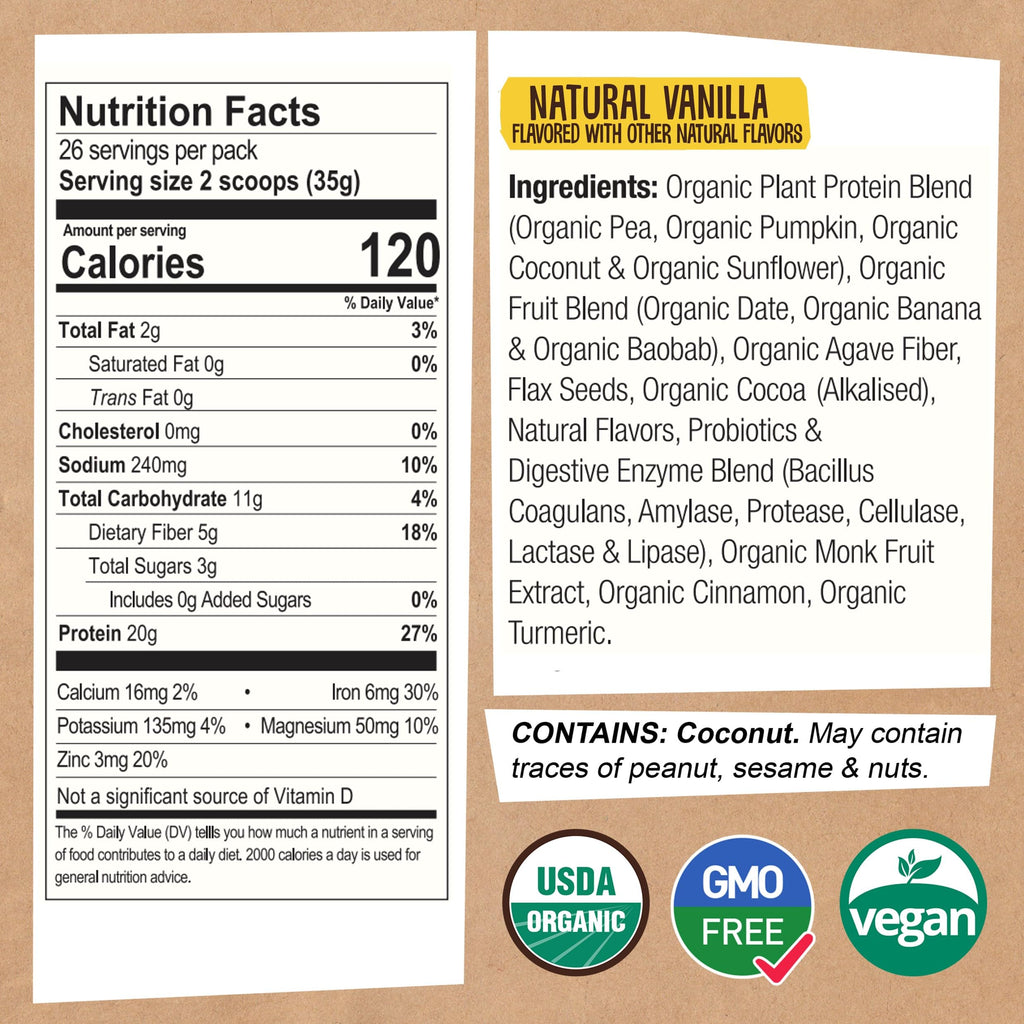 EarthChimp Organic Vegan Protein Powder - with Probiotics - Non GMO, Dairy Free EarthChimpBuy Supplements Australia