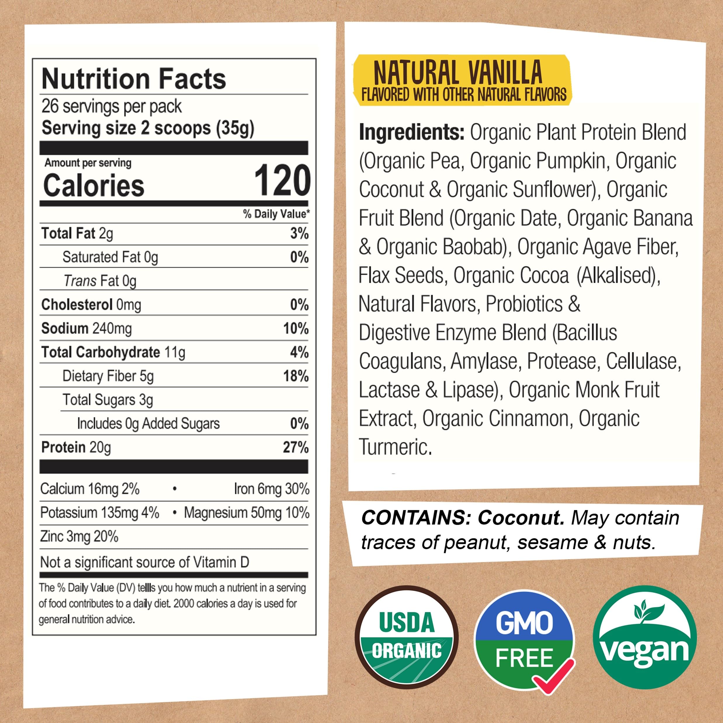 EarthChimp Organic Vegan Protein Powder - with Probiotics - Non GMO, Dairy Free EarthChimpBuy Supplements Australia