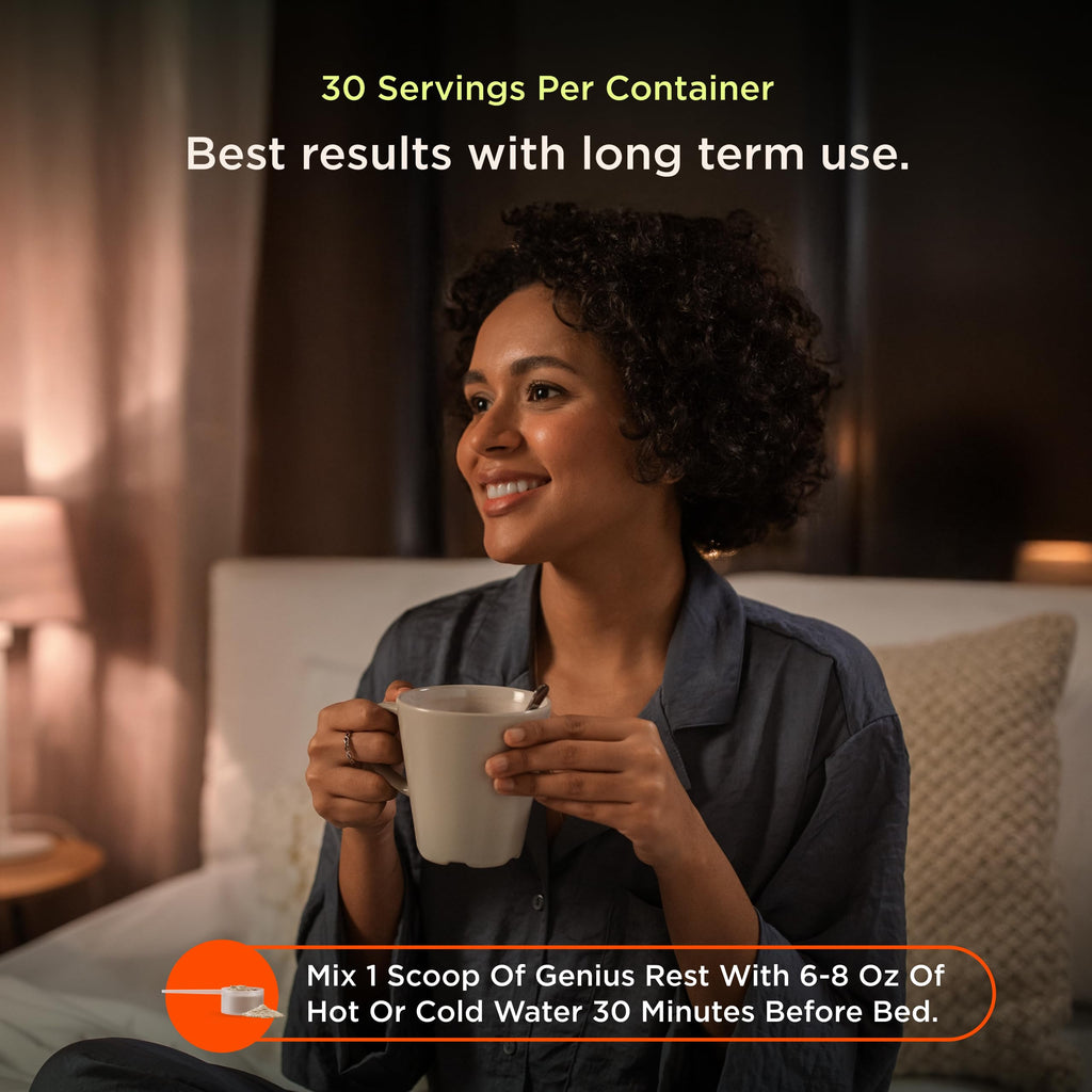 The Genius Brand Genius Rest Nootropic – Melatonin-Free Sleep Support Supplement for Calm & Relaxation – Lemon Tea – 30 Servings The Genius BrandBuy Supplements Australia