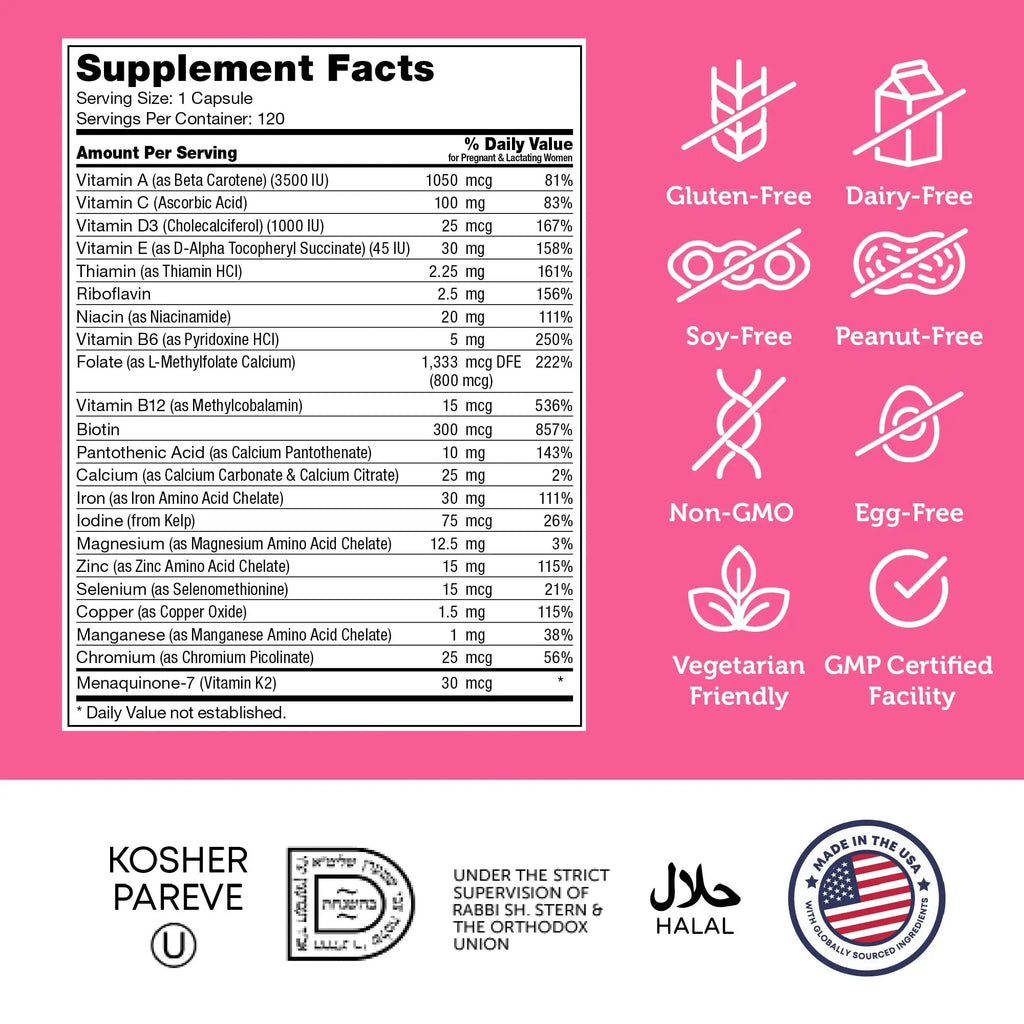 Zahler - Total One Prenatal Vitamins for Women (120 Count) Daily Multi Vitamin Prenatals with Folic Acid, Iron, Zinc ZahlerBuy Supplements Australia