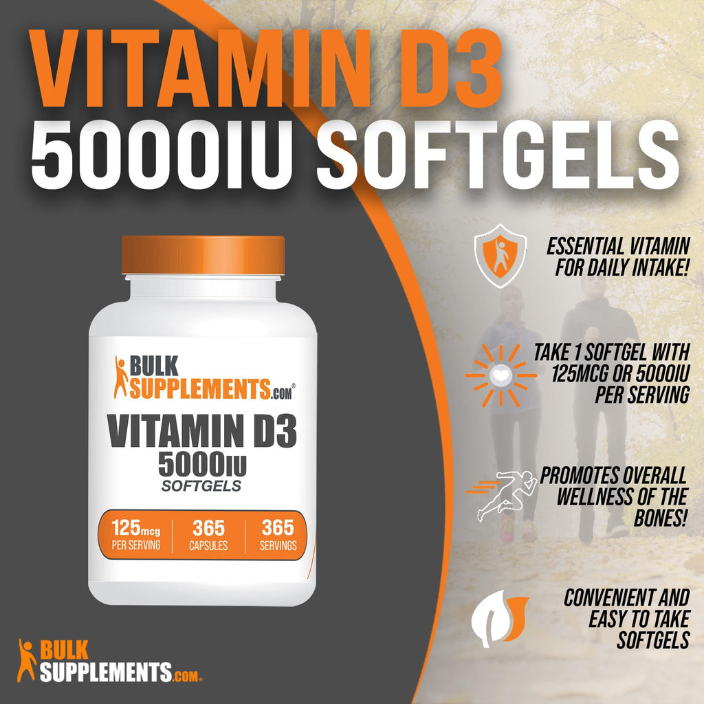 BULKSUPPLEMENTS.COM Vitamin D3 5000IU Softgels - Cholecalciferol, D3 Supplement BULKSUPPLEMENTS.COMBuy Supplements Australia
