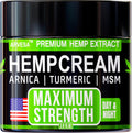 Hemp Cream - Maximum Strength - Natural Hemp Oil Extract Gel Rub with MSM - Glucosamine - Arnica - Turmeric - Maximum Strength - Formulated in USA - 3.9 oz ArvesaBuy Supplements Australia