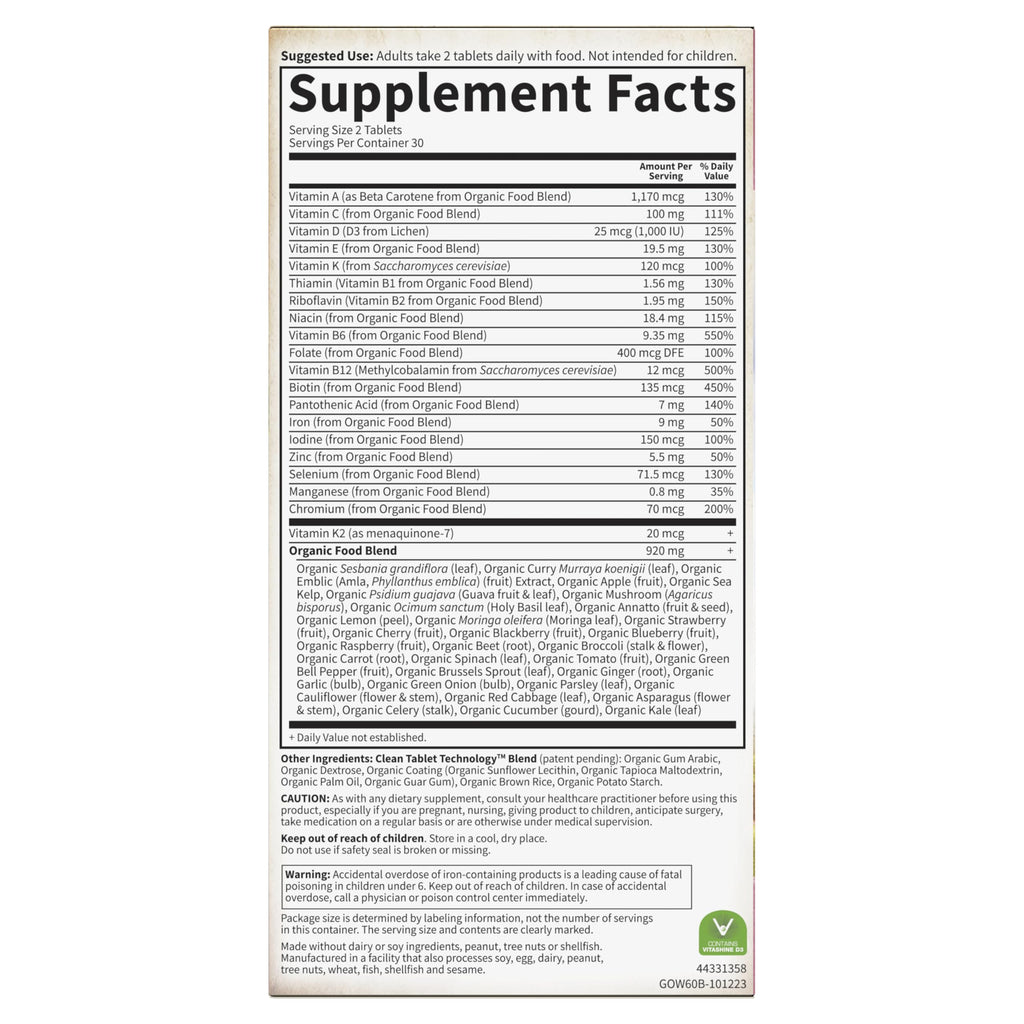 Garden of Life Organics Organic Multivitamin for Women - Womens Multi with Vitamin C, D, Folate, B6, B12, Biotin, Iron Garden of LifeBuy Supplements Australia
