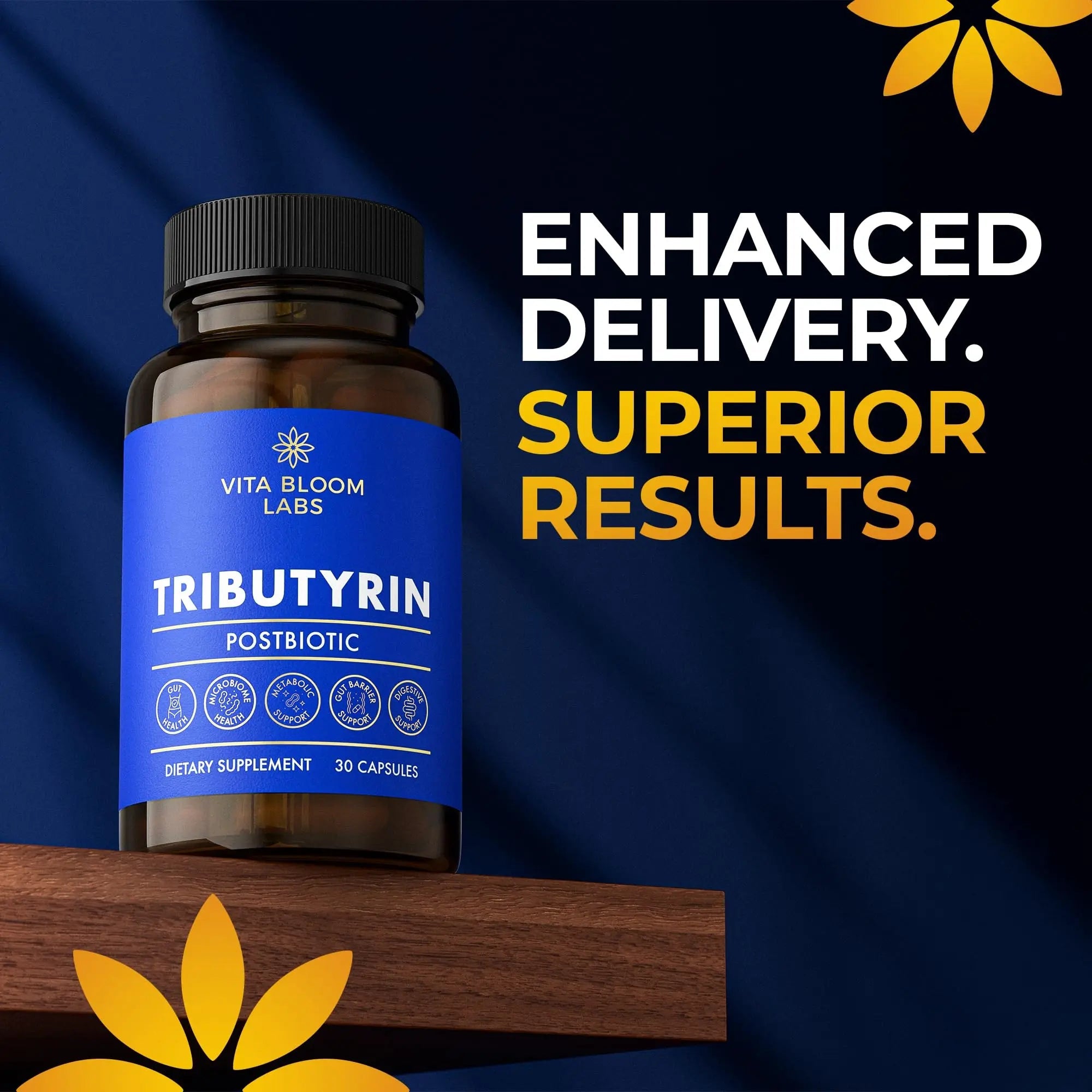 Tributyrin Supplement - Better Delivery & More Effective than Sodium Butyrate - Gut Health & Digestive Support - 3-in-1 Butyrate Postbiotics for Leaky Gut & Gut Barrier Support - 30 Capsules Vita Bloom LabsBuy Supplements Australia