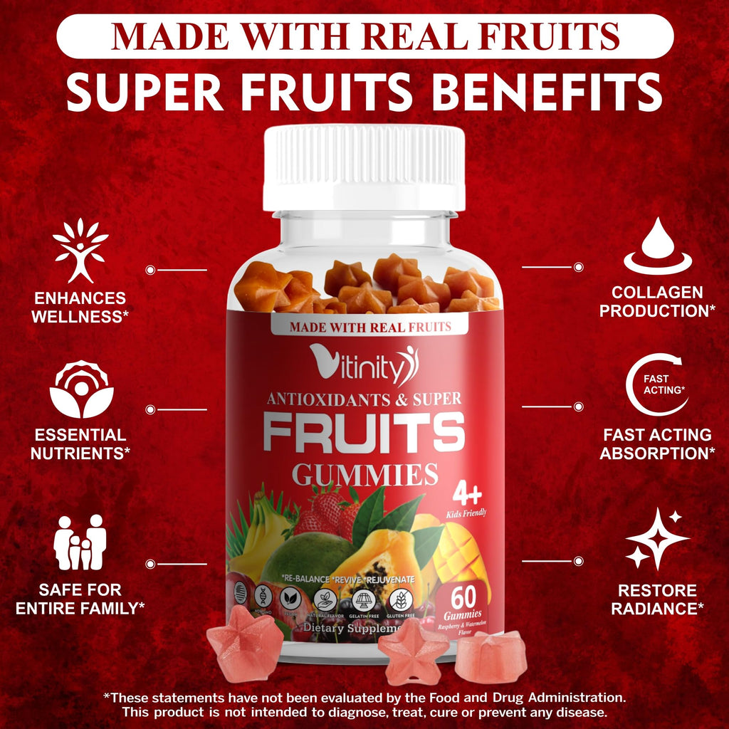VITINITY Made with Real Super Fruits Delicious Gummy Supplement,Men,Women & Kids VITINITYBuy Supplements Australia