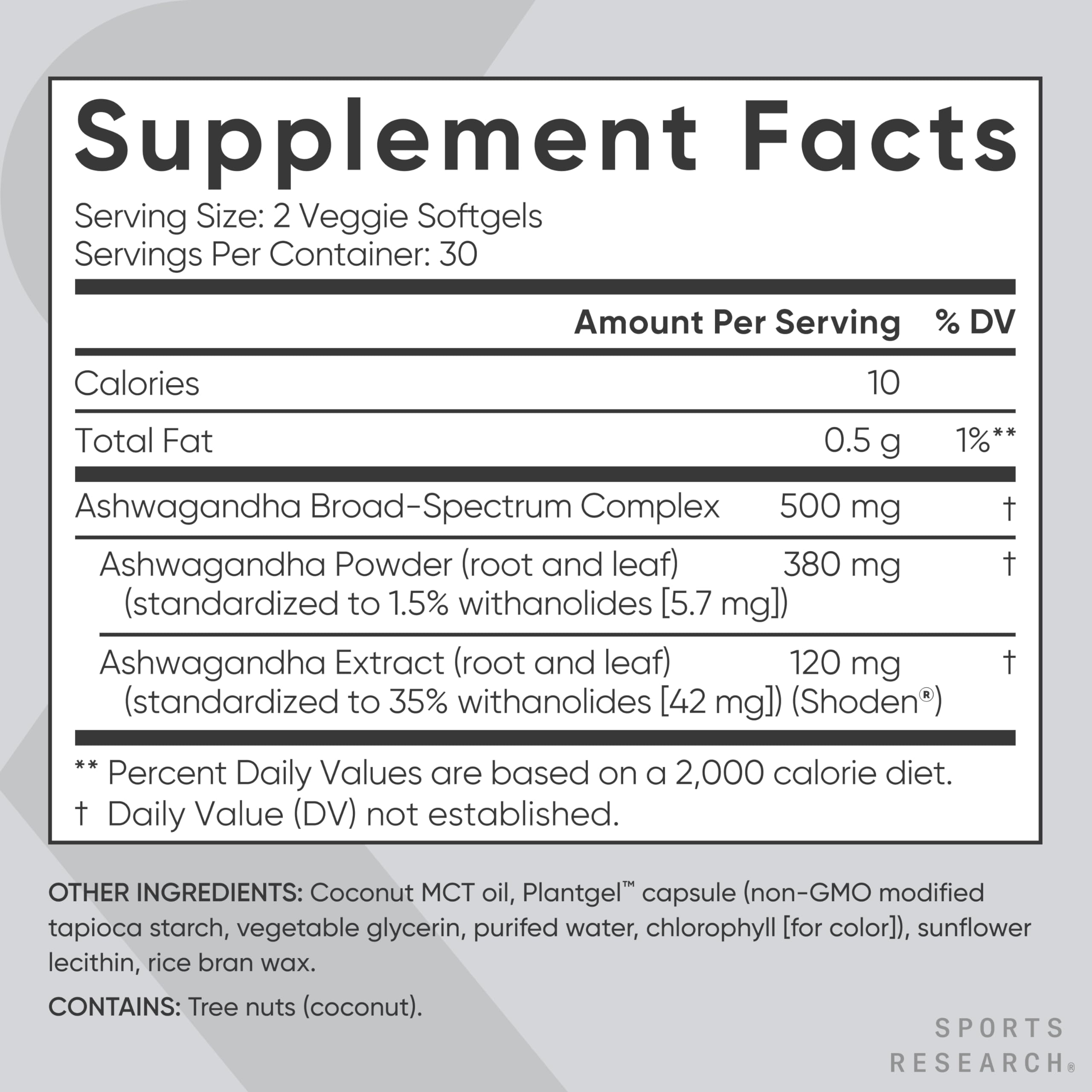 Sports Research® Ashwagandha Softgels with Coconut MCT Oil - Natural Adaptogen Sports ResearchBuy Supplements Australia