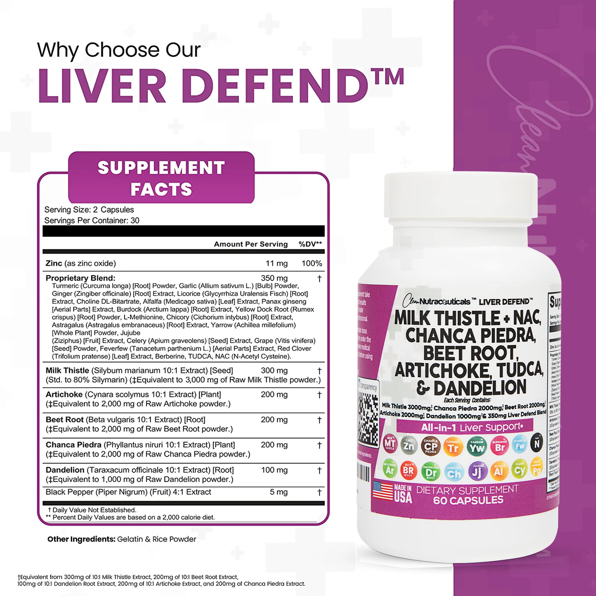 Milk Thistle 3000mg NAC Chanca Piedra 2000mg Beet Root 2000mg