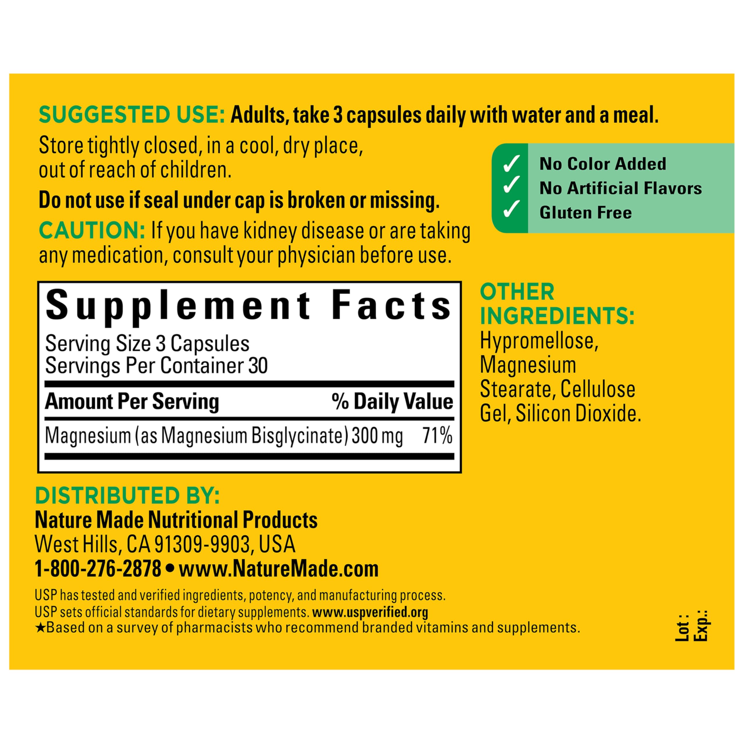 Nature Made High Absorption Magnesium Glycinate 300mg per 3 Capsules, Magnesium Supplement for Muscle, Heart, Nerve and Bone Support, 90 Magnesium Bisglycinate Capsules, 30 Day Supply Nature MadeBuy Supplements Australia