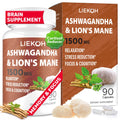 Liekoh Ashwagandha & Lions Mane Supplement Capsules, Brain Supplements for Memory and Focus, Ashwagandha Supplement with Rhodiola & Black Peppe, Cortisol Supplements for Women & Men,90 Caps LiekohBuy Supplements Australia