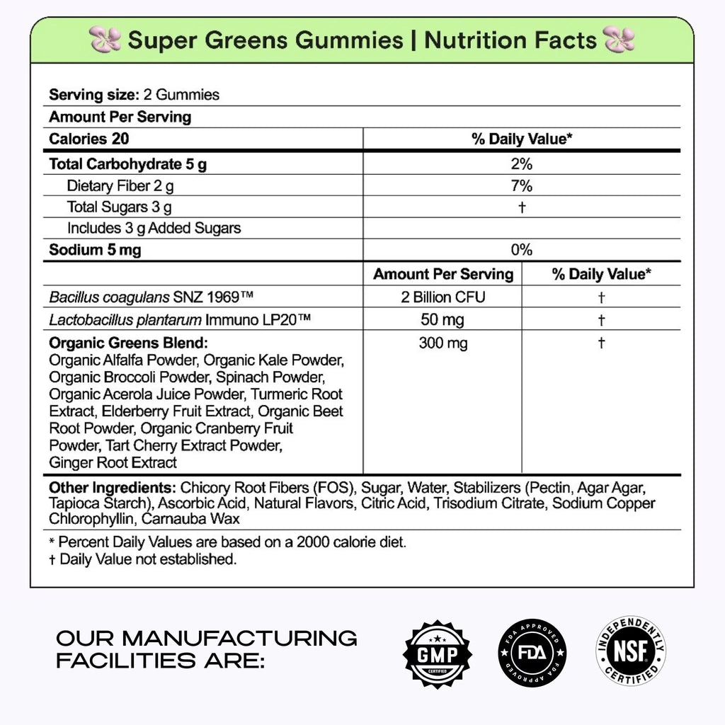 Kiala Nutrition Super Greens Gummies with 11x Organic Greens, Pre, Post & Probiotics, Antioxidants, Multivitamin, Fiber Supplement Supports Gut Health & Digestion, Dairy Free, Vegetarian, 60 Count Kiala NutritionBuy Supplements Australia
