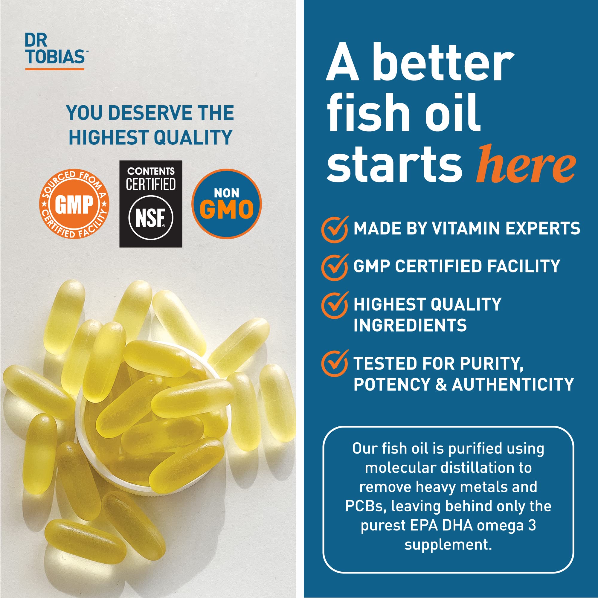 Dr. Tobias Omega 3 Fish Oil, 800 mg EPA 600 mg DHA Omega 3 Supplement for Heart Dr. TobiasBuy Supplements Australia