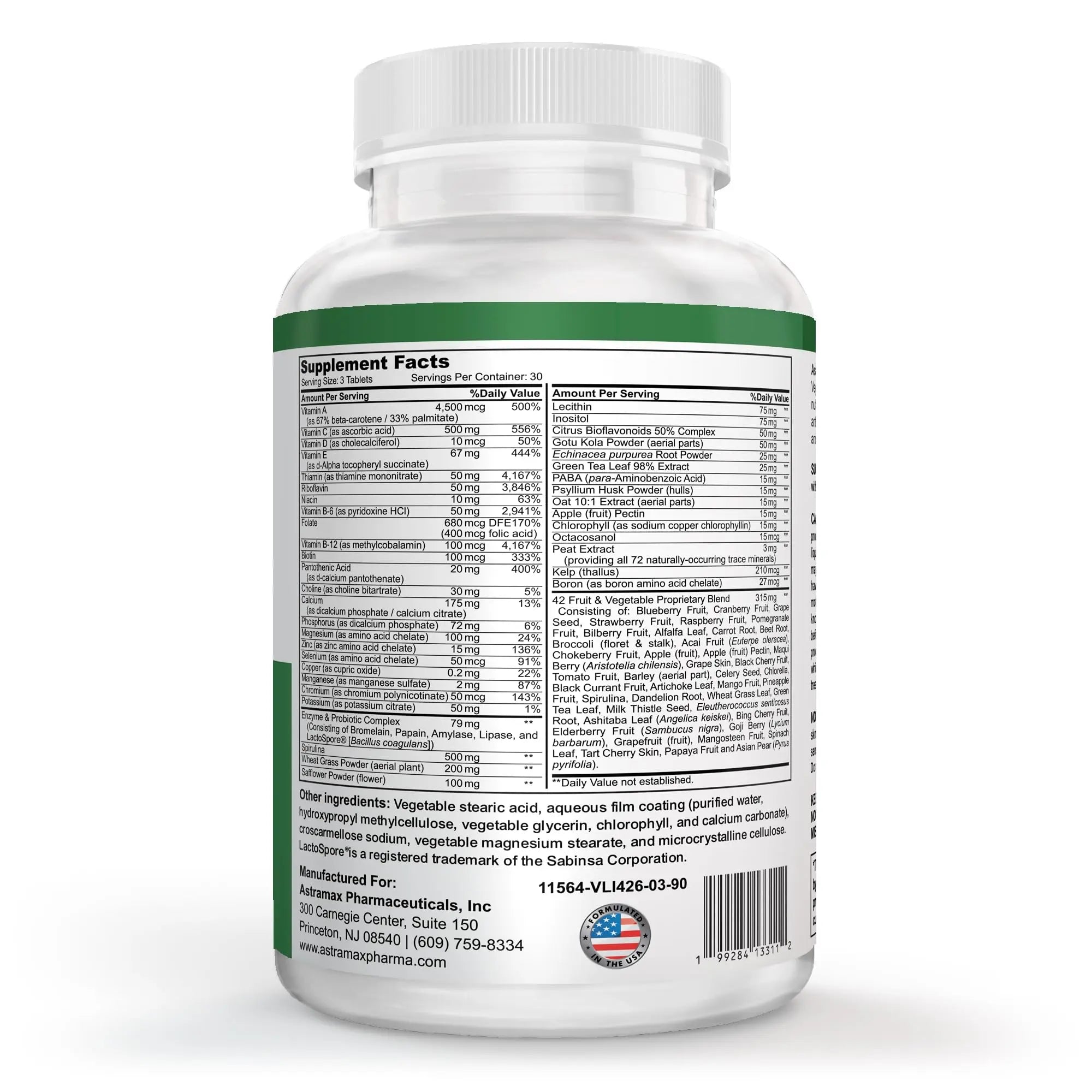 Astramax Advanced Vegan Multivitamin | Whole Food-Based Vitamin & Mineral Complex with 26 Nutrients, B12, D3, Probiotics & 42 Superfoods | Astramax