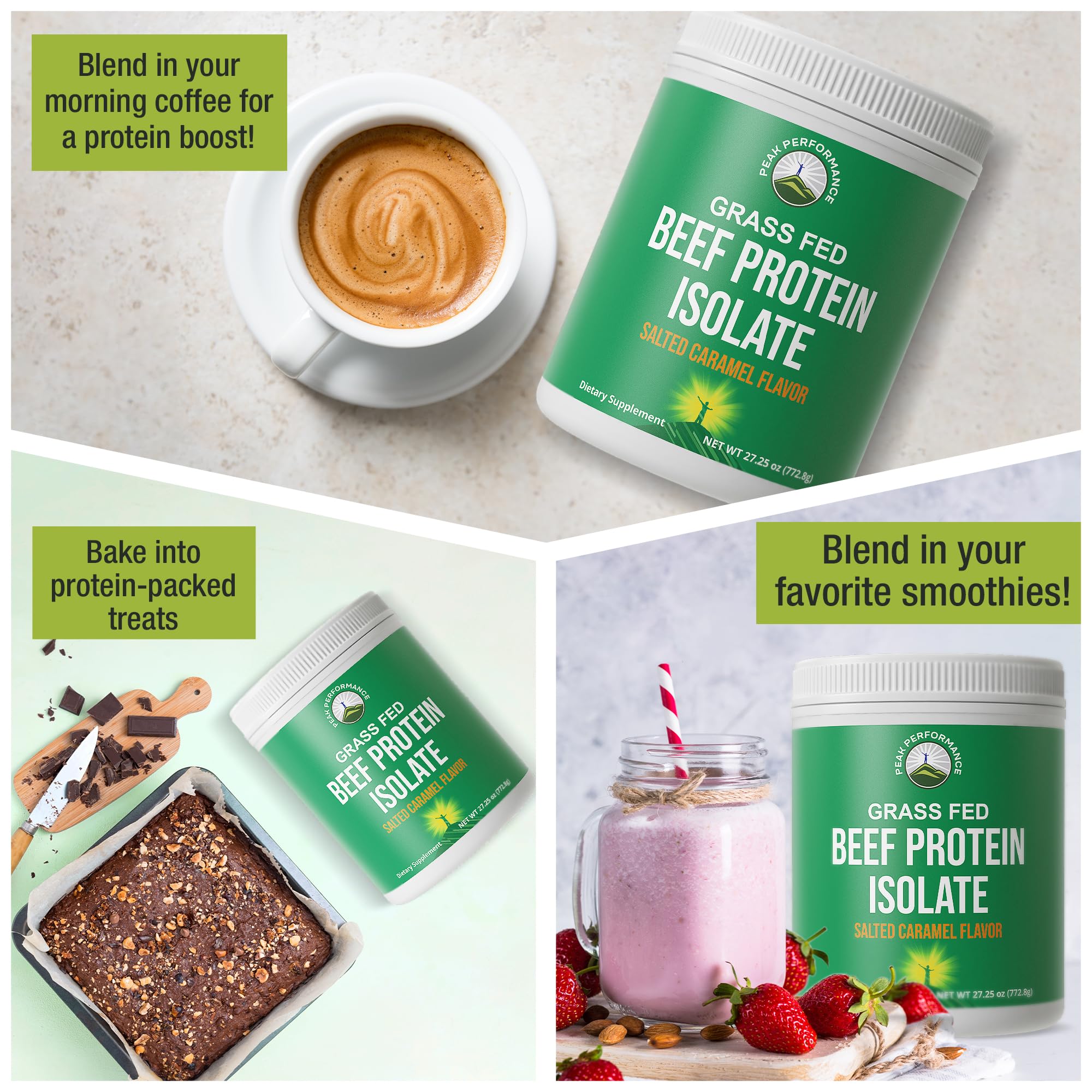 Grass Fed Beef Protein Powder - Lactose Free Great Tasting Beef Protein Isolate. Complete Animal Based Non Dairy Paleo Carnivore Supplement for Prime Muscle Building. No Whey. Salted Caramel Flavor Peak PerformanceBuy Supplements Australia