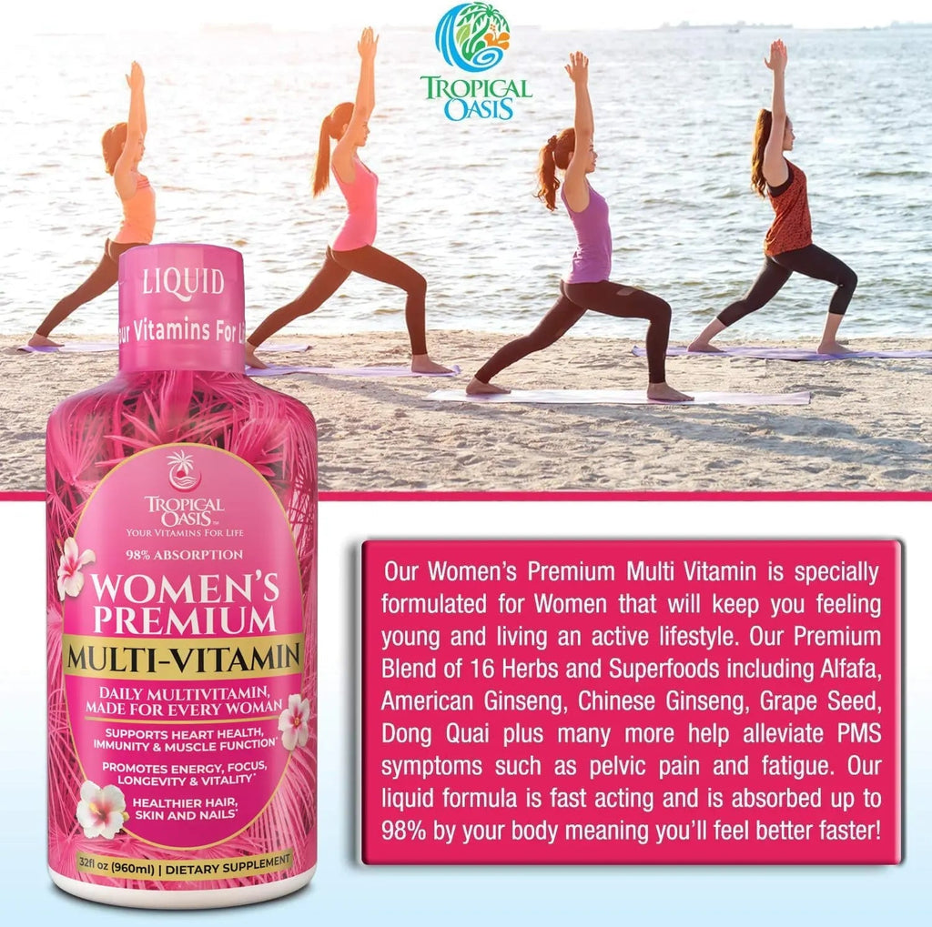 Premium Liquid Multivitamin for Women | Sugar Free Women’s Multivitamin | 100+ Vitamins, Minerals Tropical OasisBuy Supplements Australia